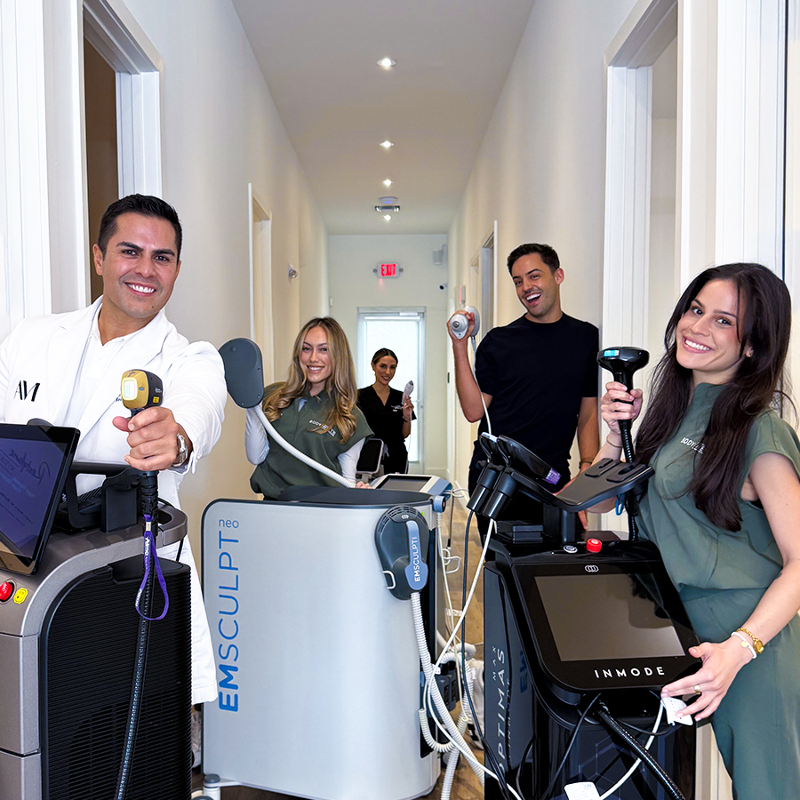 BODYWELLE team with advanced laser machines prepared for treating ideal laser hair removal candidates