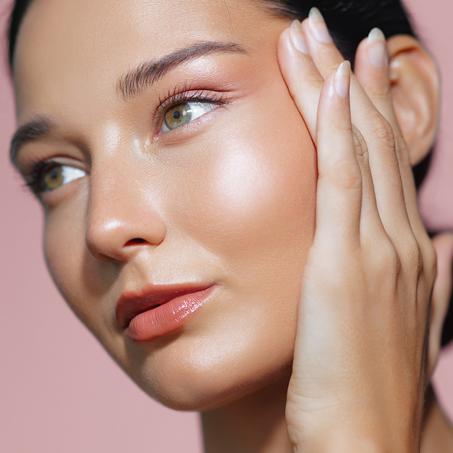 Close-up of woman with radiant skin and firm facial contours after PRF facial rejuvenation treatment