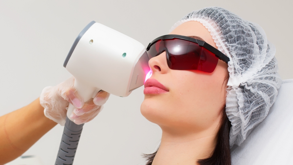 Patient receiving Clear + Brilliant fractional laser resurfacing for tone, texture, and sun damage concerns